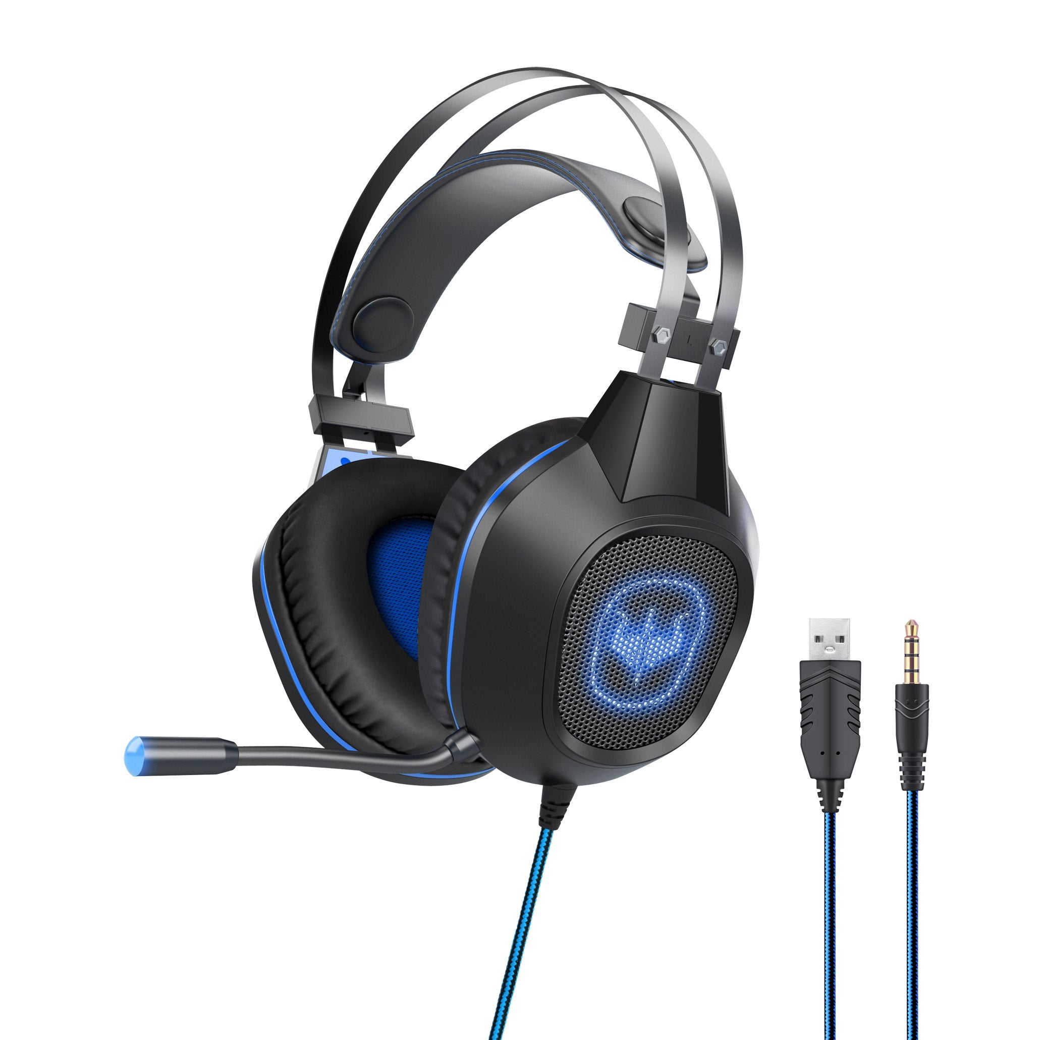 OVLENG GT64 Wired Gaming Headset Over-Ear E-sports Headset Cool Lighting USB+3.5mm Headphone with Microphone OVLENG GT64 Wired Gaming Headset Over-Ear E-sports Headset Cool Lighting USB+3.5mm Headphone with Microphone